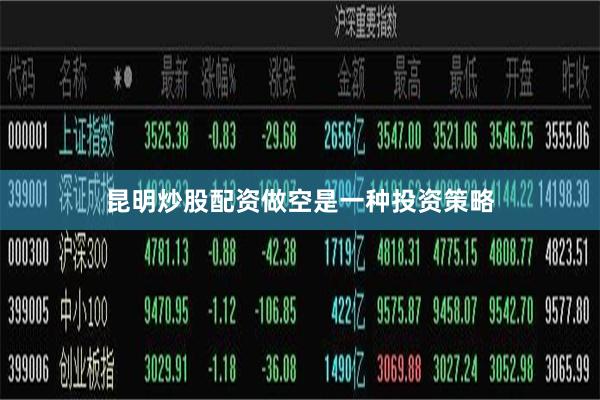 昆明炒股配资 做空是一种投资策略